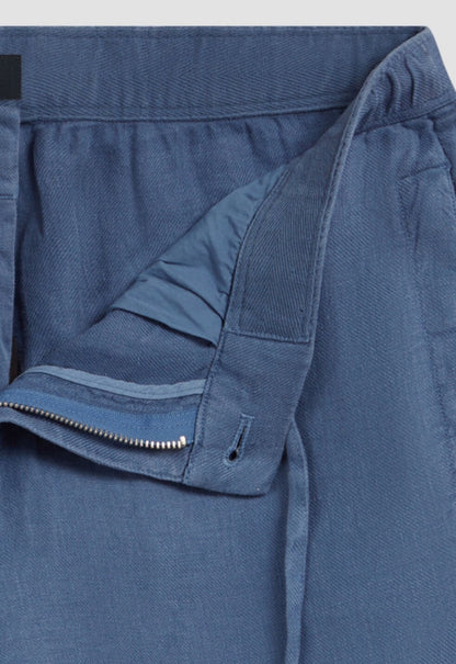 $139 Bugatchi Men’s-Linen Bermuda Short-Rivera Blue- 36W-New Tag