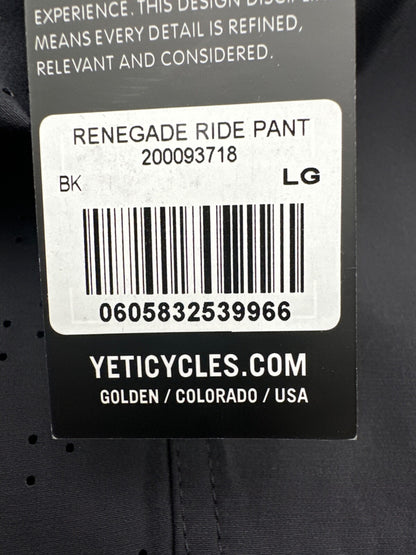 $150 Yeti Men's Renigade Riding Pants - Black - Large - New With Tags