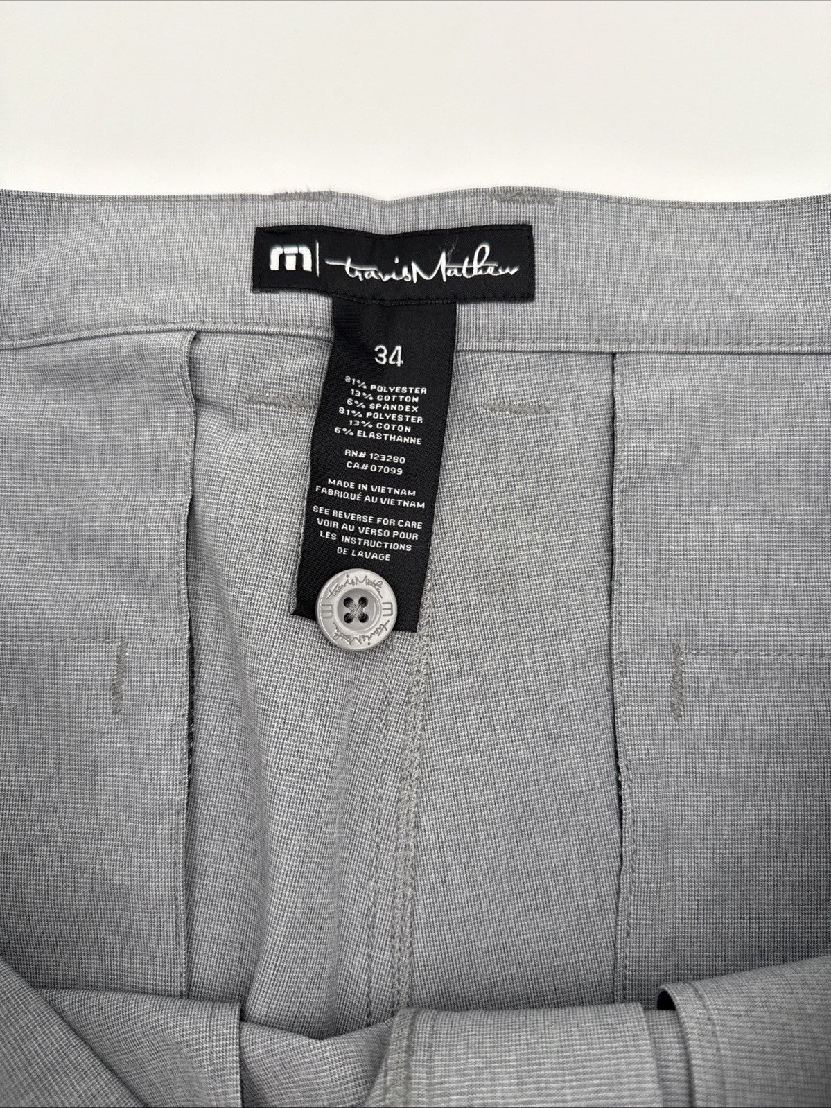$85 Travis Mathew Men's Beck Shorts Stretch Waistband - Light Grey-Size: 34- New