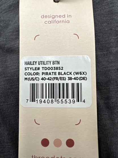 $74 Three Dot Women's Hailey Utility Long Sleeve Button Shirt - Black - Medium
