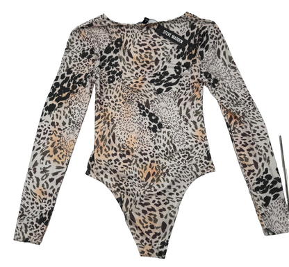$49 Steve Madden Women’s-Long Sleeve Bodysuit-Leopard Print-Small-New Tag