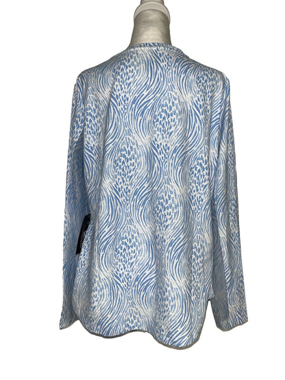 $100 Ibkul Women’s Long Sleeve Crew Neck Top-Alena Peri/White -XLarge-New