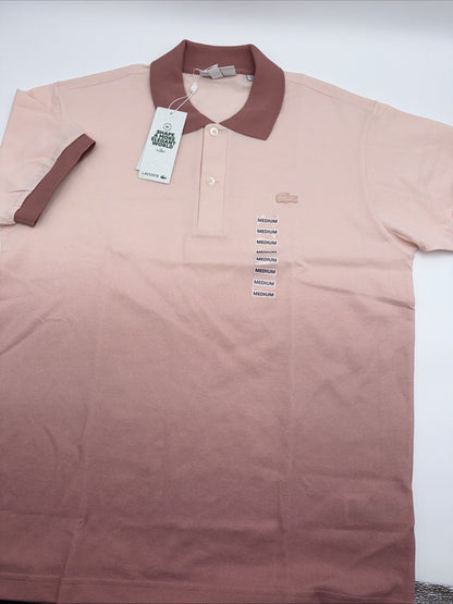 $135 Lacoste Men's Ombre Pique Polo - Light Pink - Medium - New With Tag