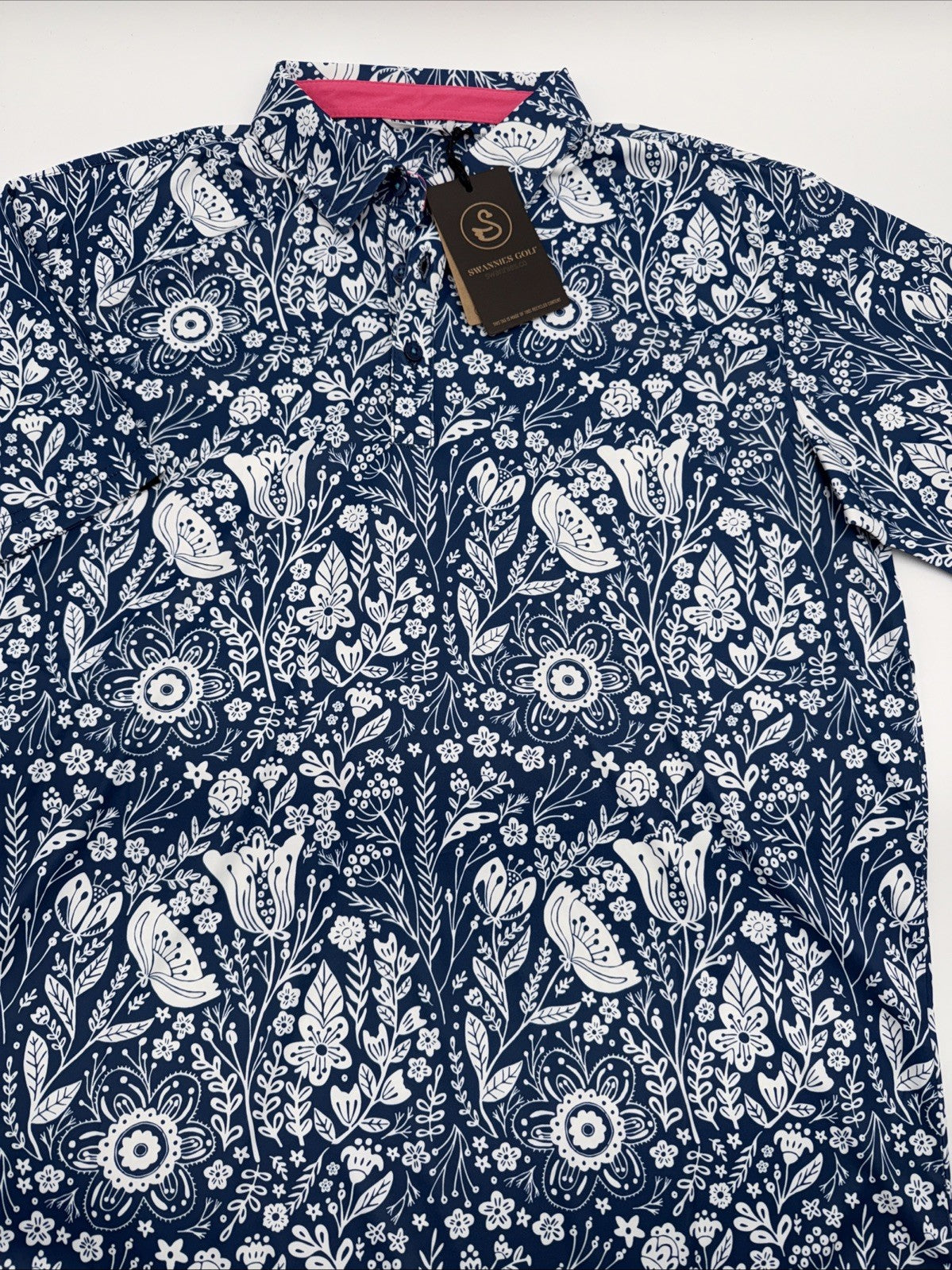 $65 Swannies Men’s Golf Trey Polo Shirt- Navy/White- XLarge - New With Tags