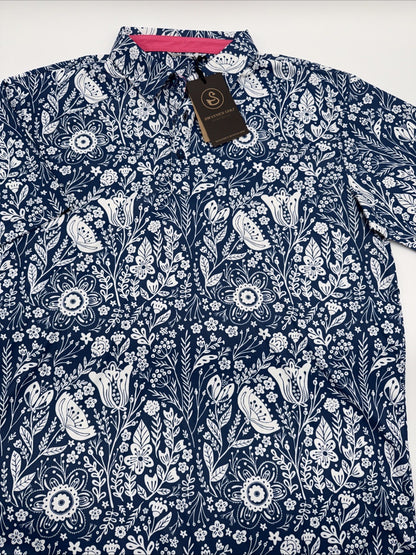 $65 Swannies Men’s Golf Trey Polo Shirt- Navy/White- XLarge - New With Tags