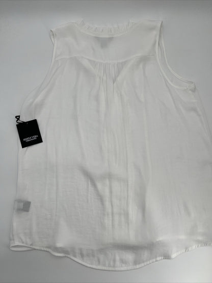 $35 Simply Vera Vera Wang Tie Front Pin-tuck sleeveless Top-White-Medium-New Tag