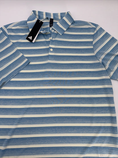 $70 Adidas 2024 Men’s  2-Color Stripe Golf Polo Shirt - Blue/White- Medium- NEW