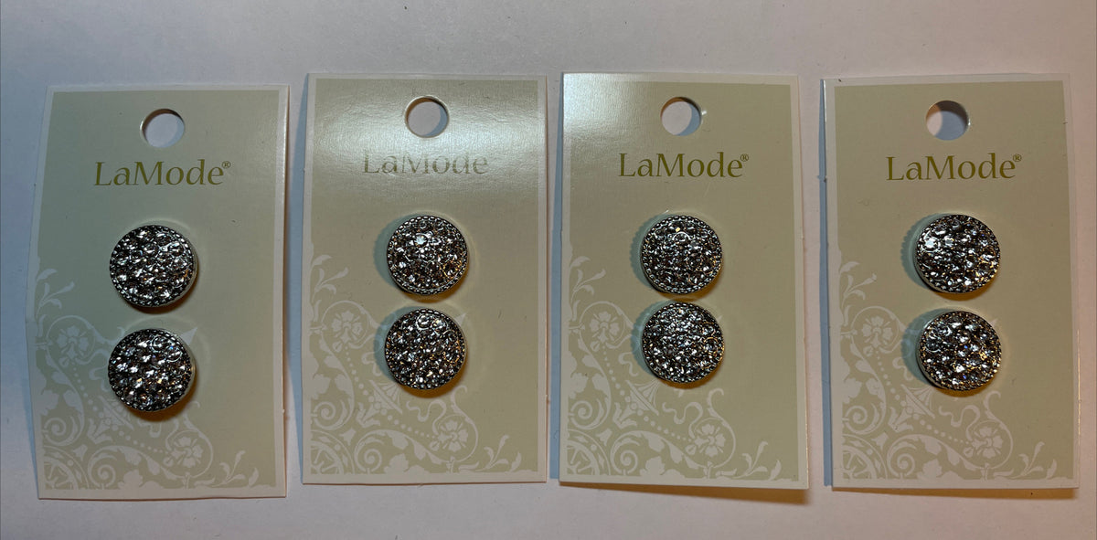 Lot Of 4 Cards La Mode rhinestones 5/8”  Buttons 40060068 Rounded  2-Count