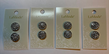 Lot Of 4 Cards La Mode rhinestones 5/8”  Buttons 40060068 Rounded  2-Count