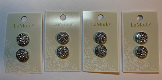 Lot Of 4 Cards La Mode rhinestones 5/8”  Buttons 40060068 Rounded  2-Count