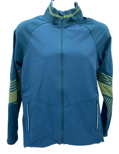 $220 Smartwool Men’s Intraknit Active Jacket - Twilight Blue/Limeade - Medium