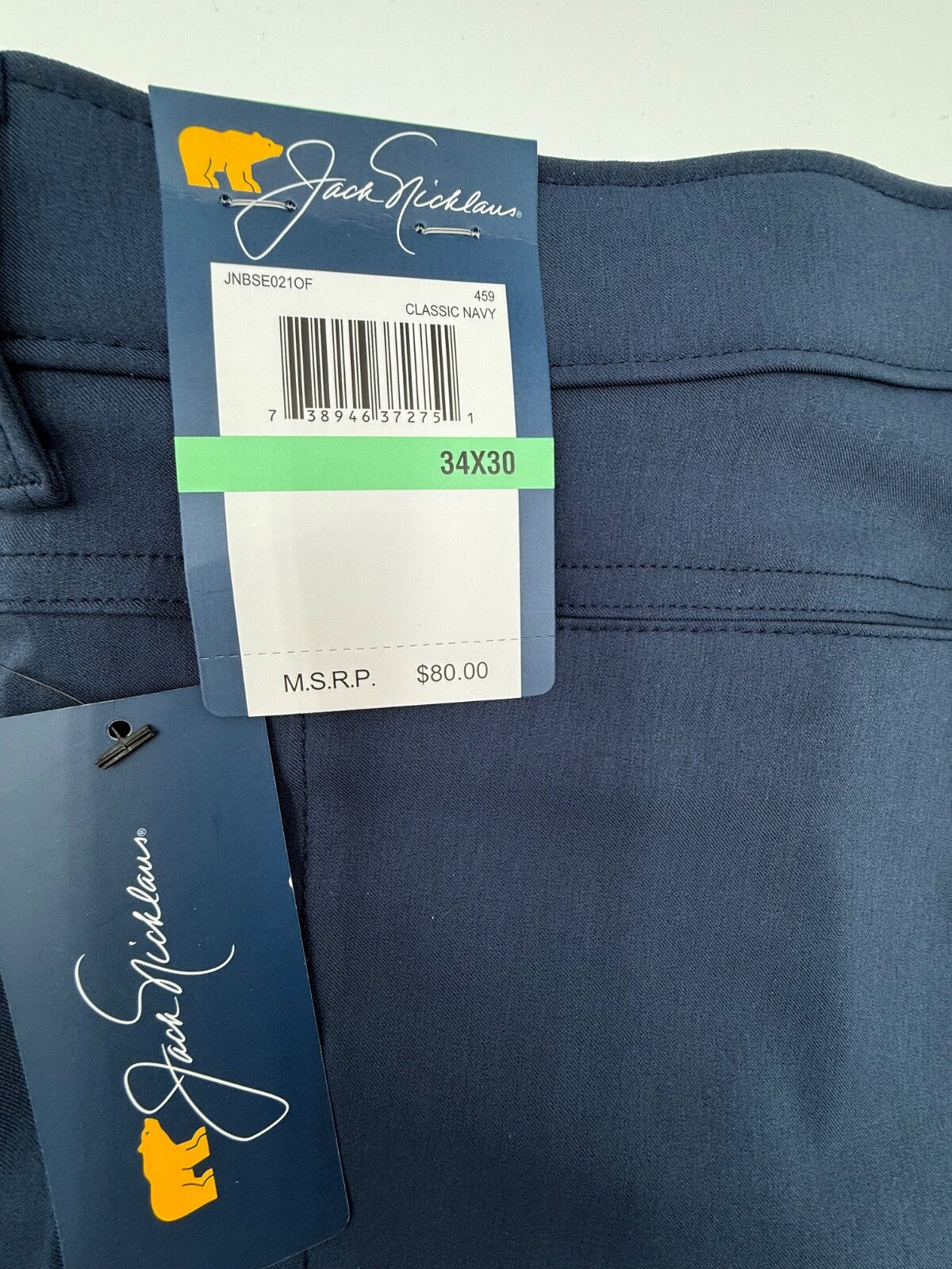 $80 Jack Nicklaus Men’s- Belli Premium Regular Fit Trousers -Classic Navy-34X30