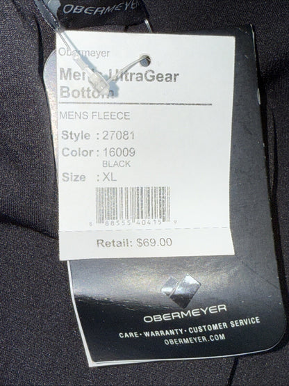 Obermeyer Men's Thermal Fleece Base Layer Bottoms Ultragear- Black - XLarge- New