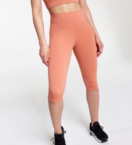 $70 CALIA  Women’s PowerMove High Rise Knee Crop Tights -Apricot Aura- Med  NWT