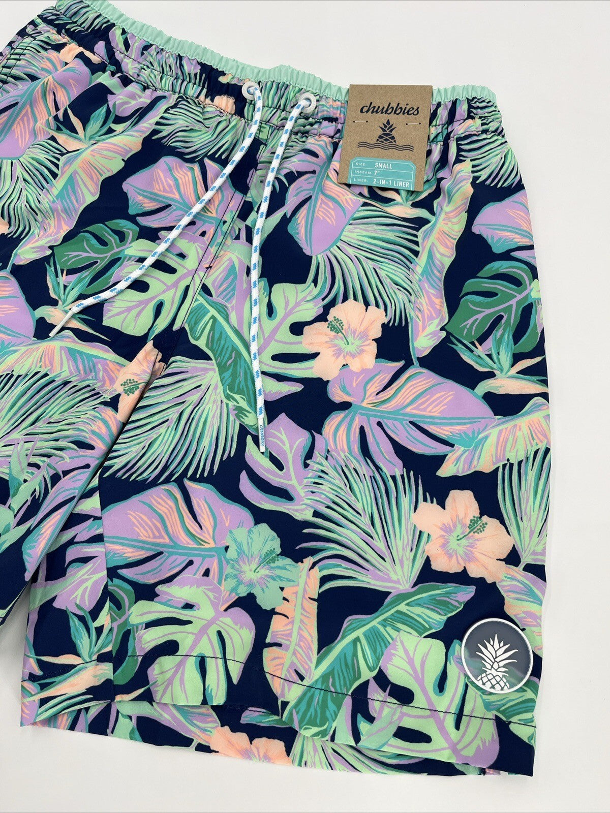 Chubbies Men's Stretch Swim Trunks 7" The Night Faunas -Multi-Small-New $79.50