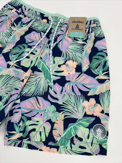 Chubbies Men's Stretch Swim Trunks 7" The Night Faunas -Multi-Small-New $79.50
