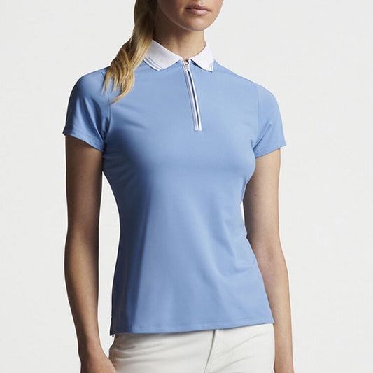 $100 Peter Millar Women’s Chrissie Short-Sleeve Polo - Blue - Small - New Tags