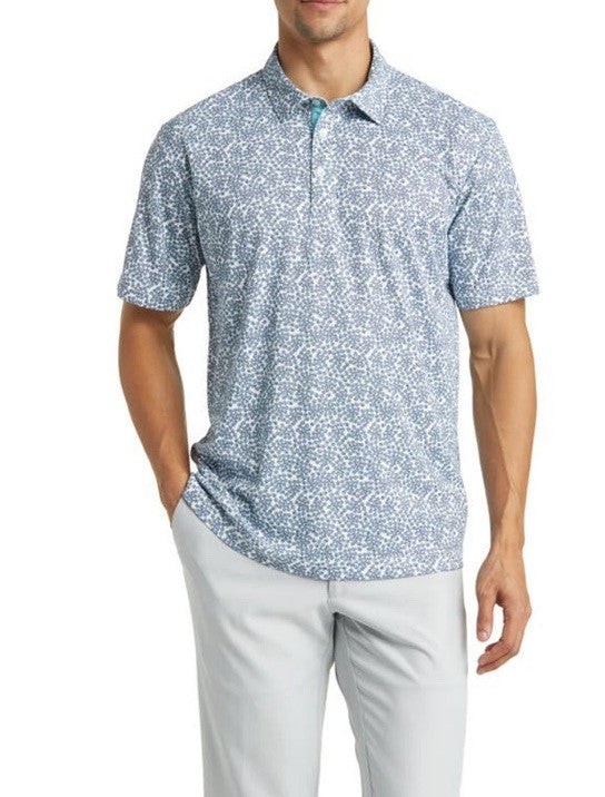 $65 Swannies Men’s Golf Preston Polo Shirt- Aqua/White - Medium - New Tags