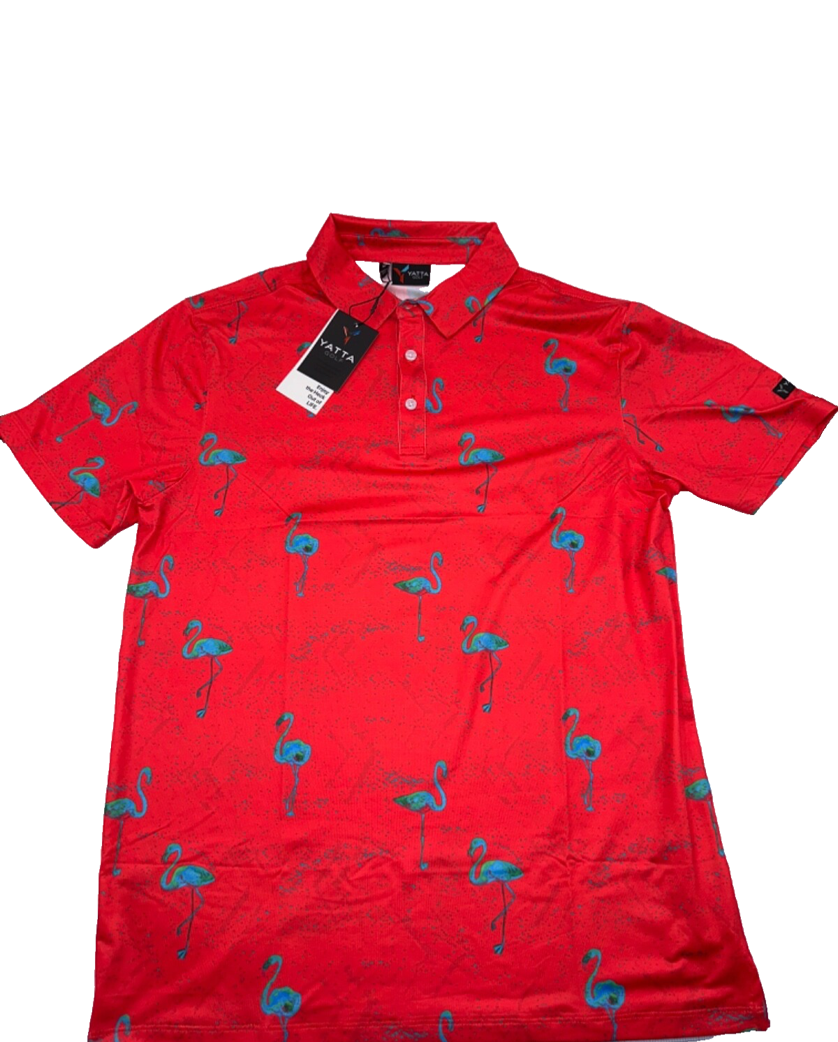 $50 YATTA GOLF Men’s Just Beachy Golf Polo - Red/Blue - Medium - New With Tags