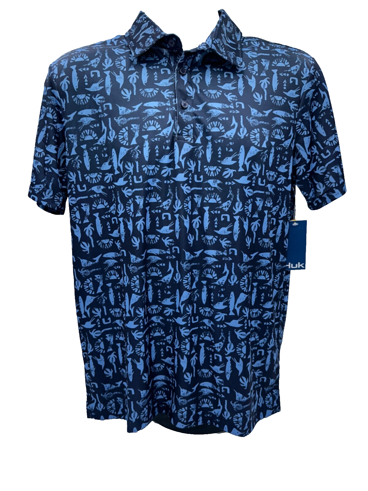 $55 Huk Men's Pursuit Polo Shirt - H1200605 - Navy - Medium - New With Tag