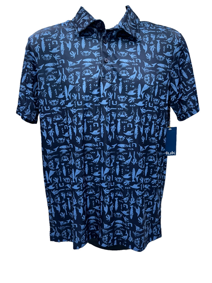 $55 Huk Men's Pursuit Polo Shirt - H1200605 - Navy - Medium - New With Tag
