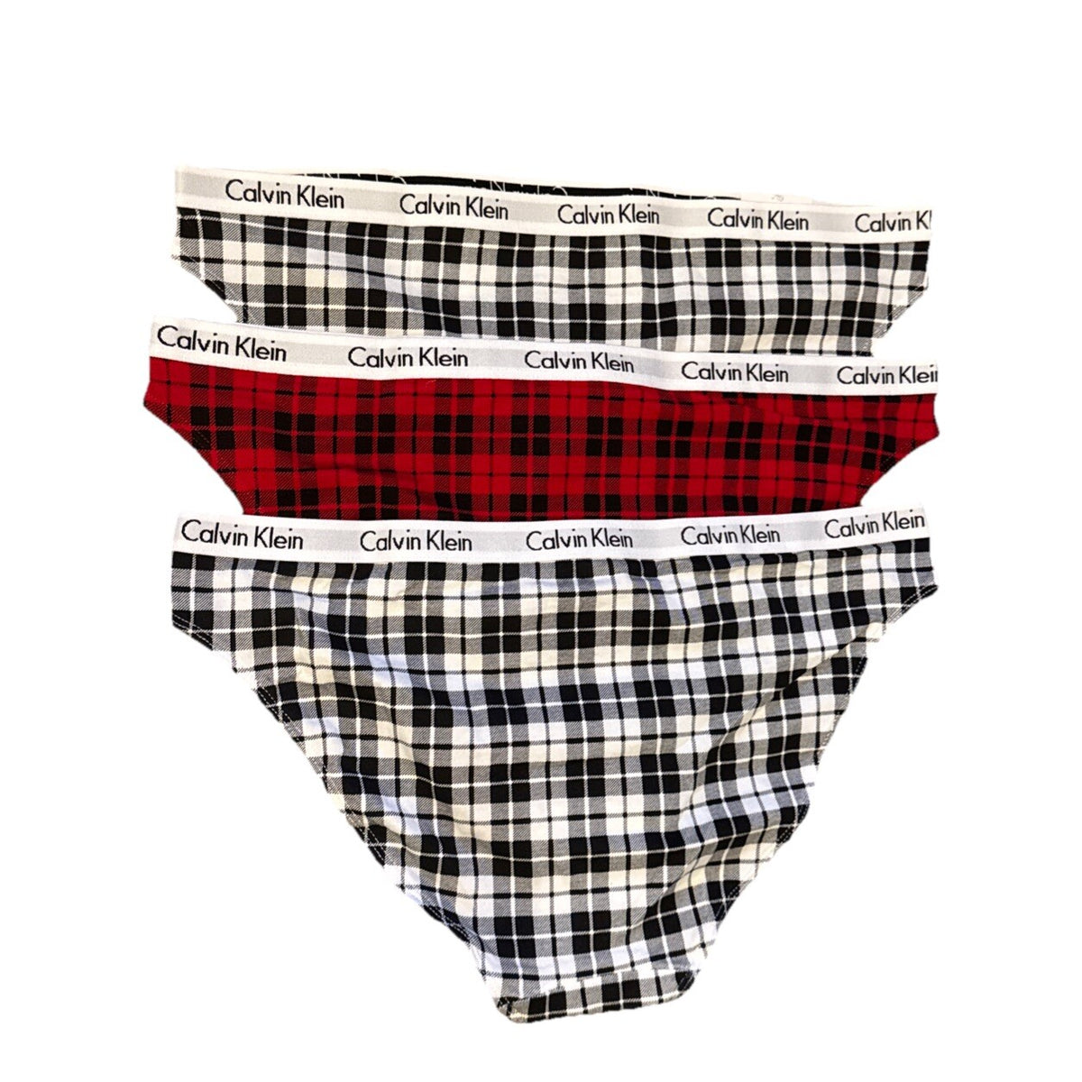 3 Pair Calvin Klein Women’s Carousel Bikini Panty D1618- 1 Red/ 2 White- Medium