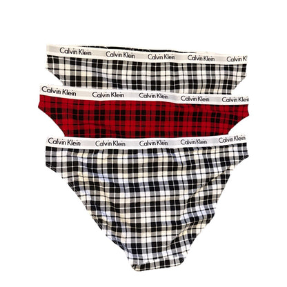 3 Pair Calvin Klein Women’s Carousel Bikini Panty D1618- 1 Red/ 2 White- Medium