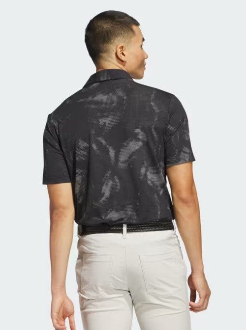 $70 Adidas Men's Golf Ultimate Print UPF 50 Polo- Black/Grey - Medium- New Tags