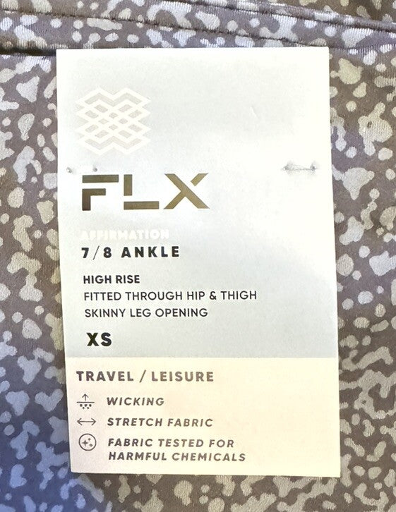 FLX  Women’s Affirmation High-Waisted 7/8 Ankle Leggings- Slate Dots- XS- NWT