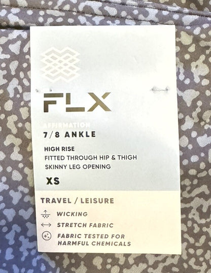 FLX  Women’s Affirmation High-Waisted 7/8 Ankle Leggings- Slate Dots- XS- NWT