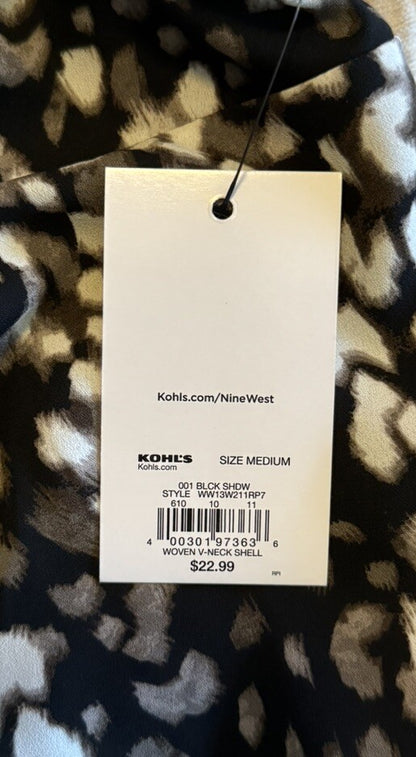 Nine West Women’s V Neck Tank -Black Shadow Cheetah  Size: Med -NWT Retail $22