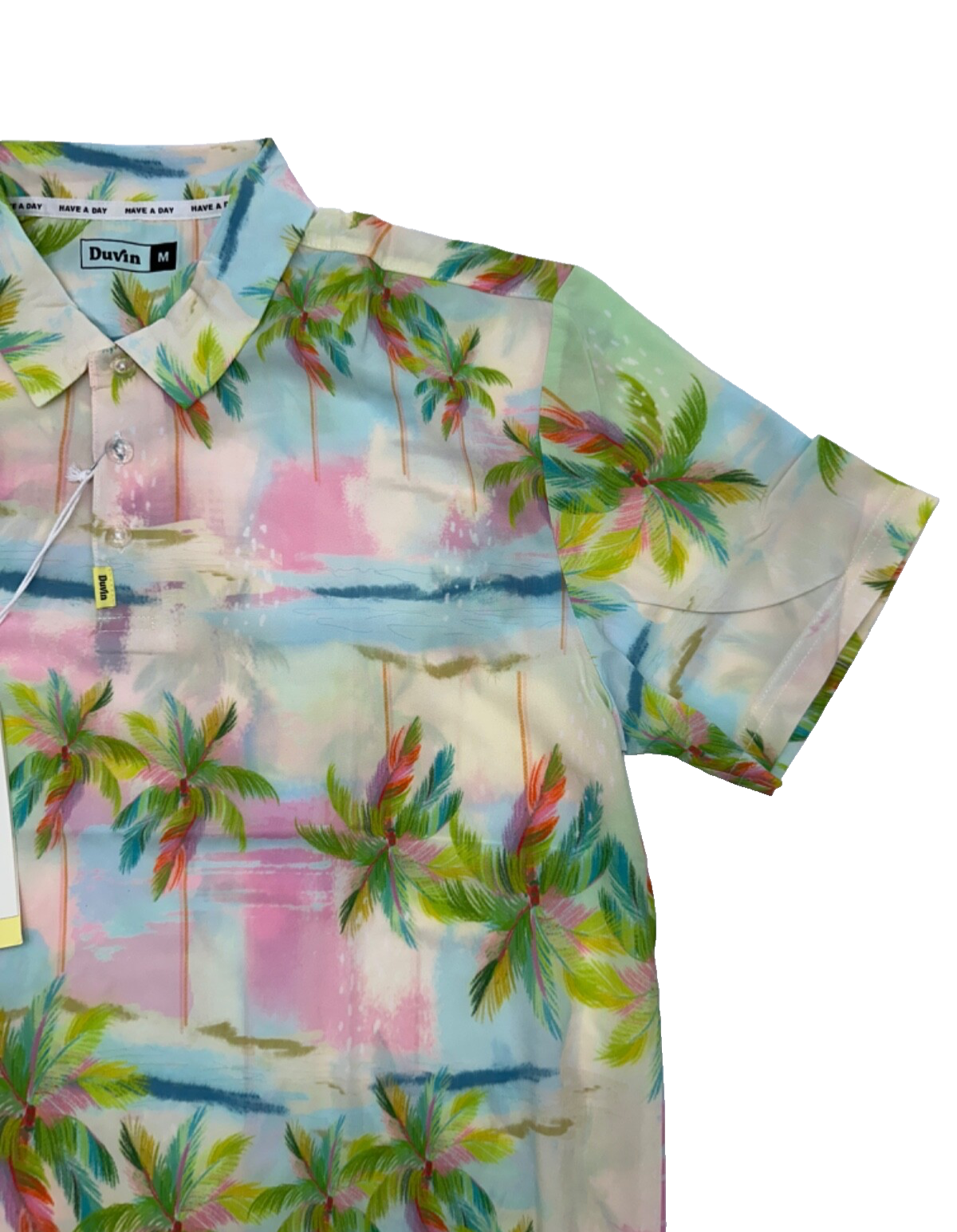 $54 Duvin Men's Pastel Palmy Shirt - Green/Pink/Blue - Medium - New With Tags