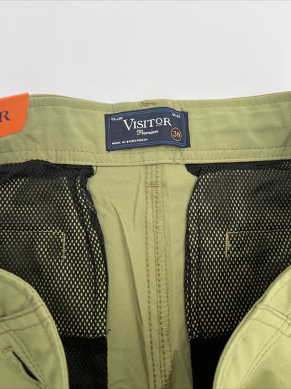 $59 Visitor Men’s Dressy/Casual Micro Light Comfy Shorts -Olive Green-Size: 30”