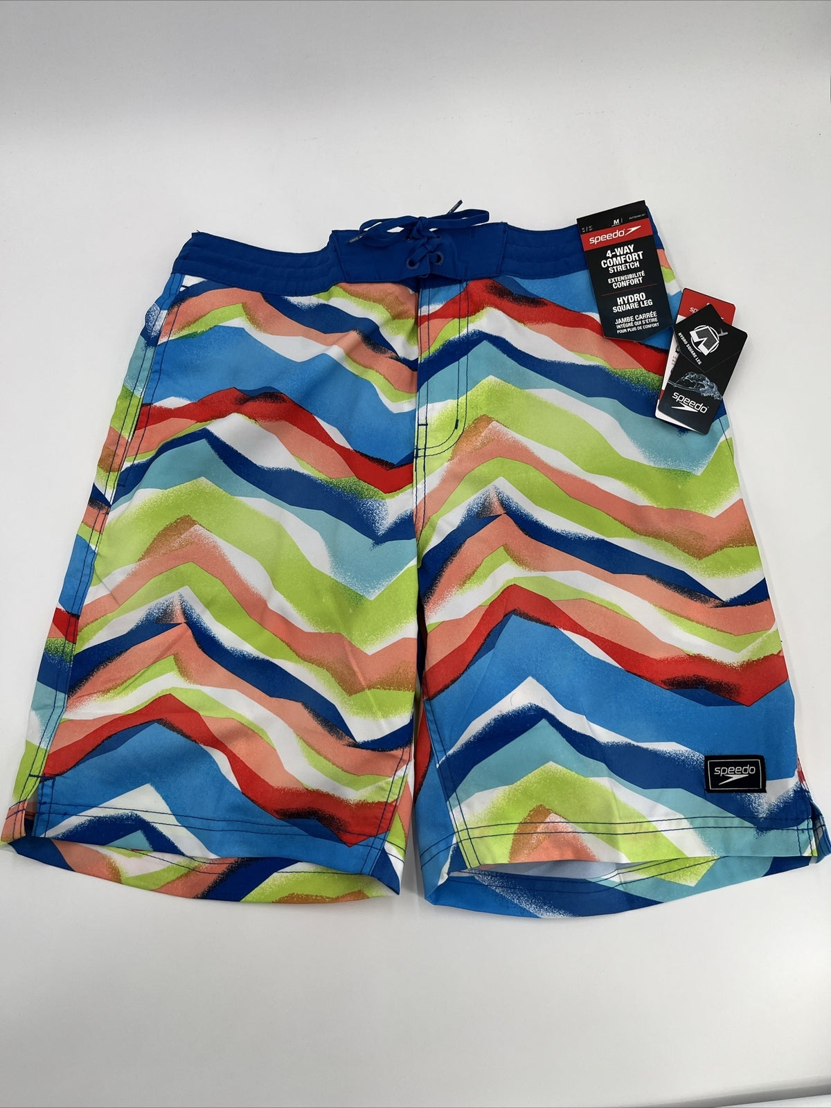 $62 Speedo Men’s Bondi 9""  Comfort Stretch Lined Boardshorts-Multi-Medium-New