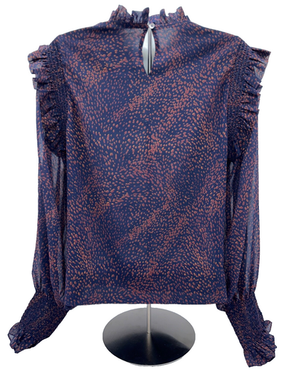 $178 Joes Jeans Women's Micro Animal Print Top - Navy - Medium - New With Tags