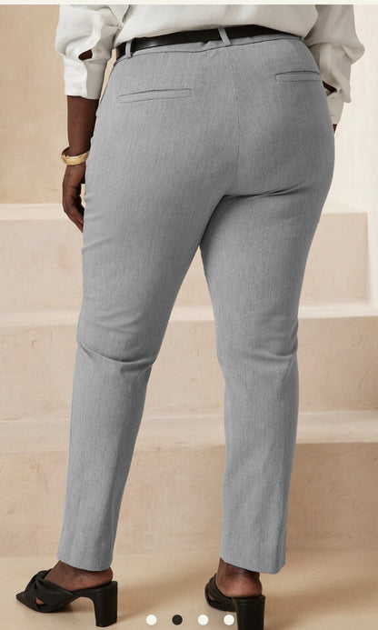 BANANA REPUBLIC Curvy SLOAN Women's Mid Rise Slim Fit Ankle Pants-Gray-Size 14