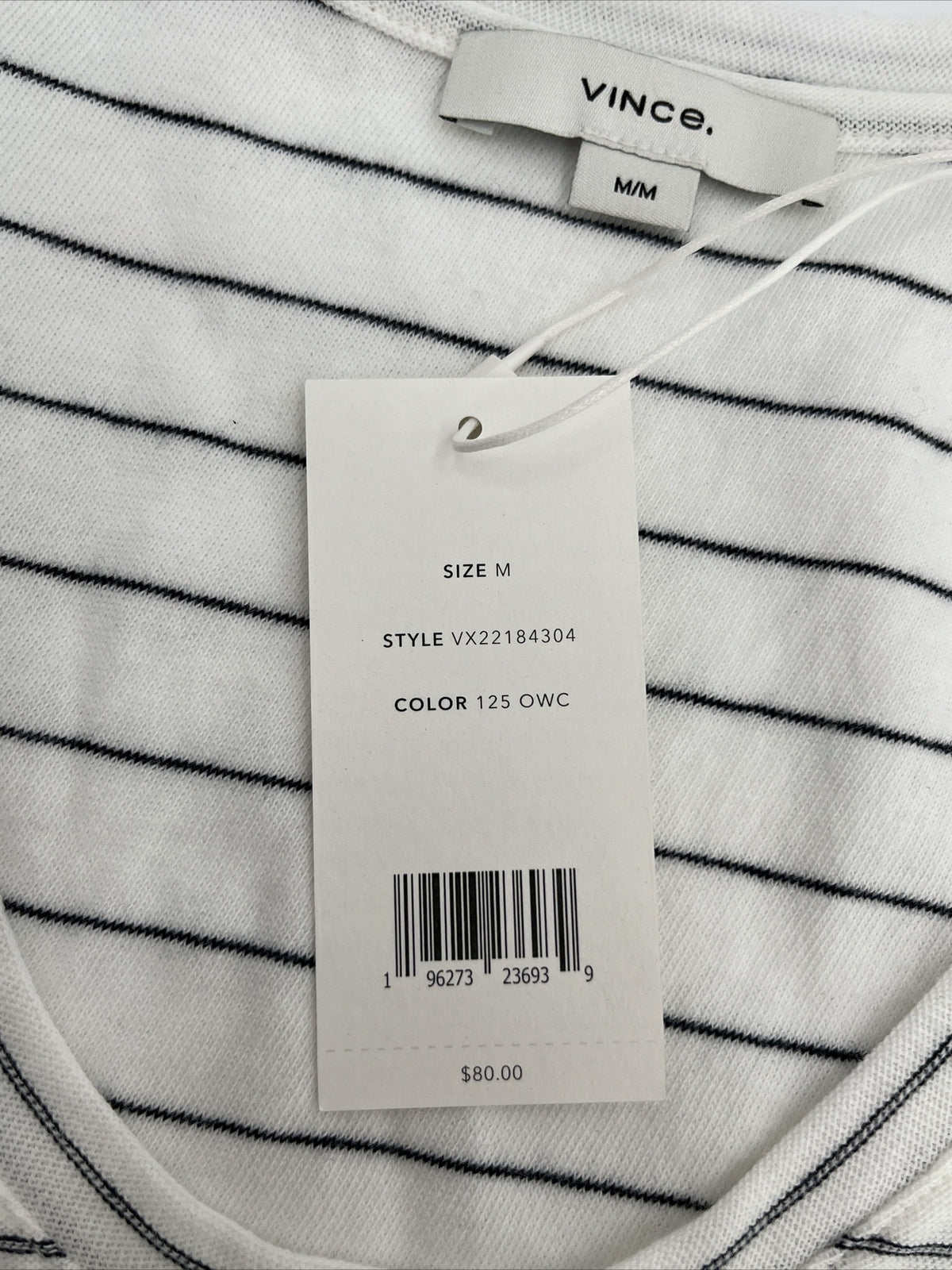 $80 *New* Vince Easy Scoop Neck Striped Tank Top- Off White- Medium-New Tag