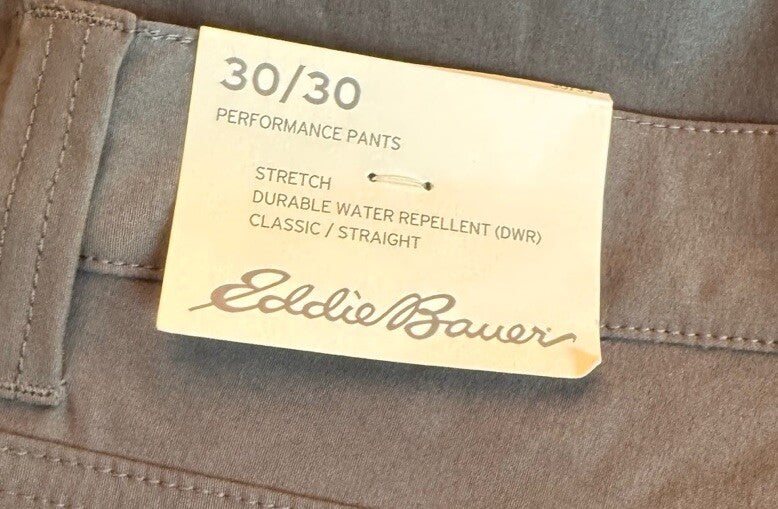 Eddie Bauer Men’s Straight Fit Performance Pants- Dark Smoke - 30Wx30L