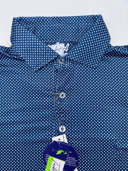 $80 TailerByrd Men's Polka Dot Polo Shirt - Navy/White - Small - New With Tags