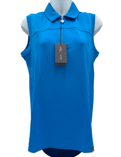 $99 Kjus Women's Callie Sleeveless Zip Polo - Blue - Size Small - New With Tag