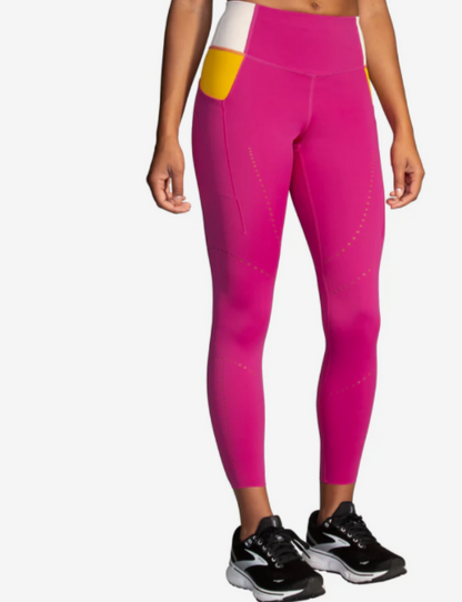 $90 Brooks Women’s Method 7/8 Tight Leggings - Mauve/Sand/Sundial- Large- New