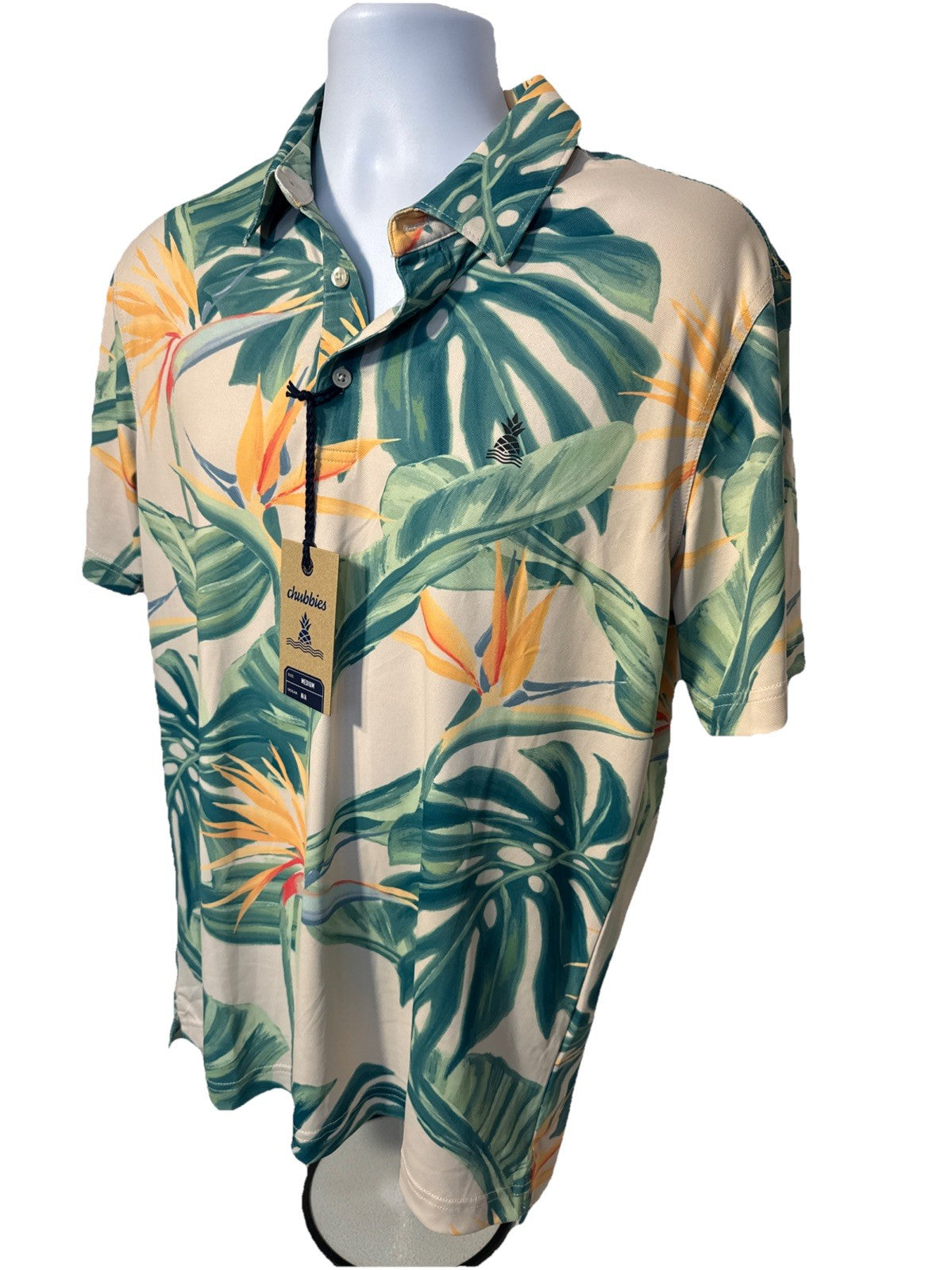 $65 Chubbies Men's The Frond Of You Range Polo Shirt-Multi-Medium-New Tag