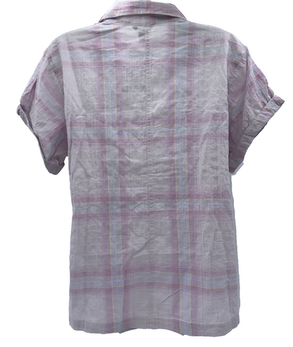 $60 Eddie Bauer Women’s Plaid Packable Camp Shirt - Hyacinth - Small - New