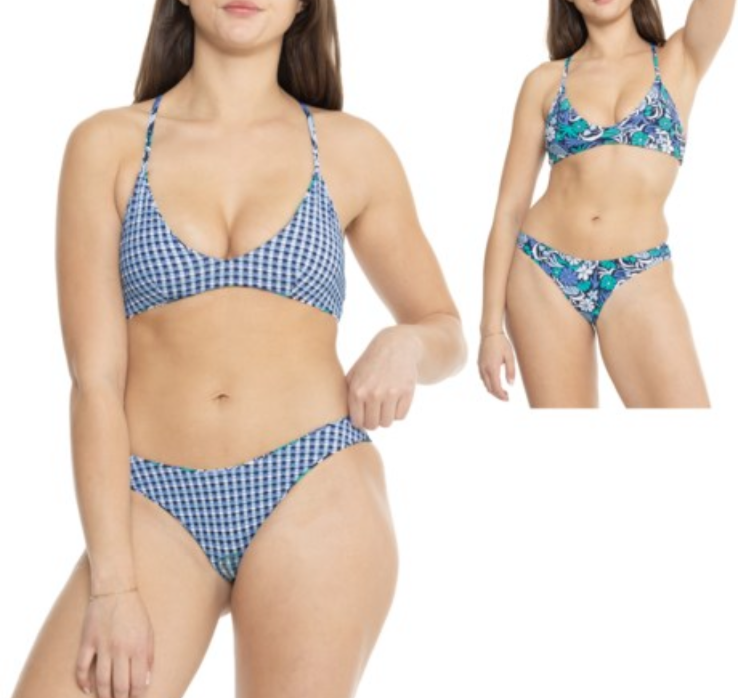 $88 Roxy Women’s Tri Scopp Reversible Cheeky Swim Suit - Blue - XLarge - New