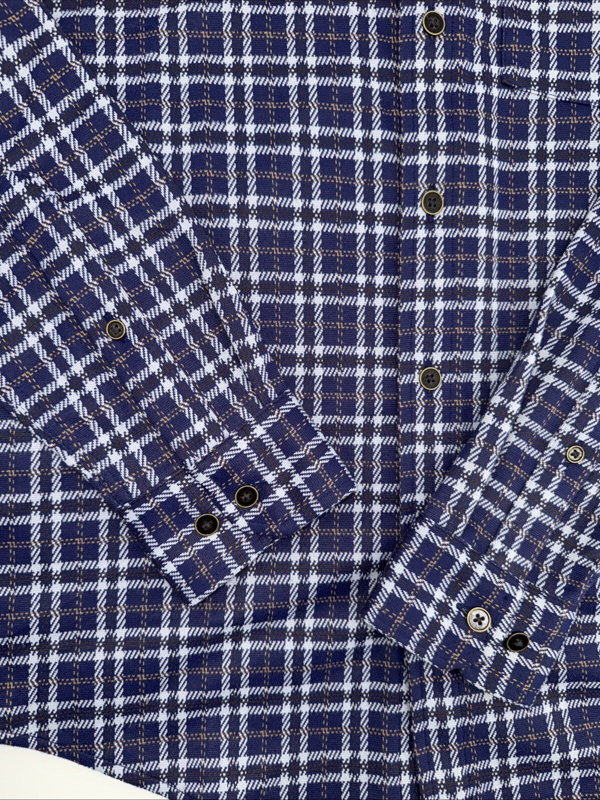 $158 Rhone Men’s Hardy Flannel Shirt Stretch- Blue White Plaids- Small -NEW Tag