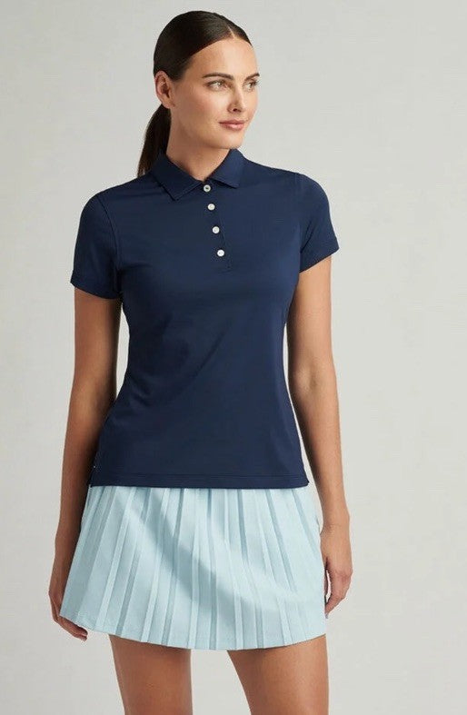 $95 Peter Millar Women's Sun Protection UPF 50+ Golf Polo Shirt-Navy-Small-New