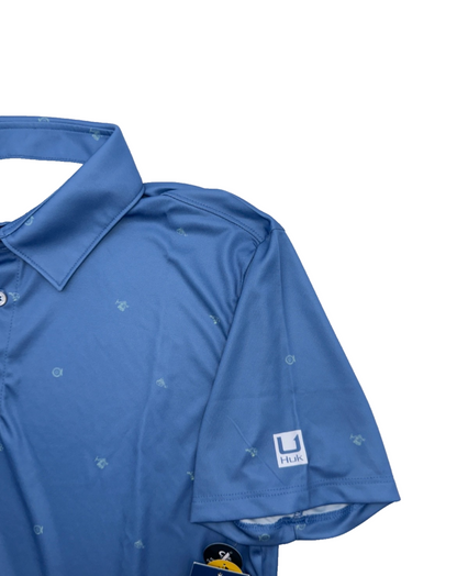 $55 Huk Men's Mixed Reels Pursuit Polo Shirt-Quiet Harbor -Small - New With Tag