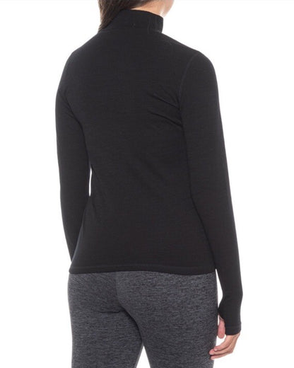 $95 Wicked Wool Women’s Merino Long Sleeve Mock Neck Pullover Top- Black- XLarge
