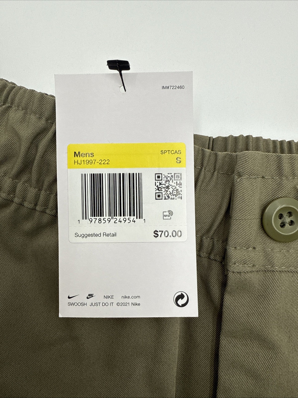 $70 Nike Men’s Club Woven Taper Pant Lifestyle HJ1997-222-Khaki-Small-New Tags