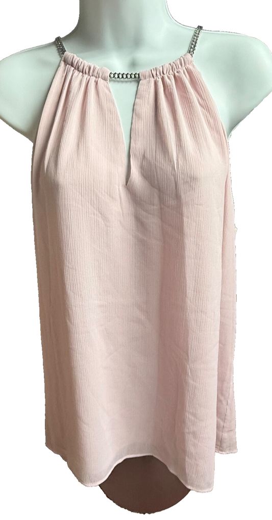 $79 WHBM Women’s- Chain Neck Halter Tank-Rose Pink-Large-New Tag